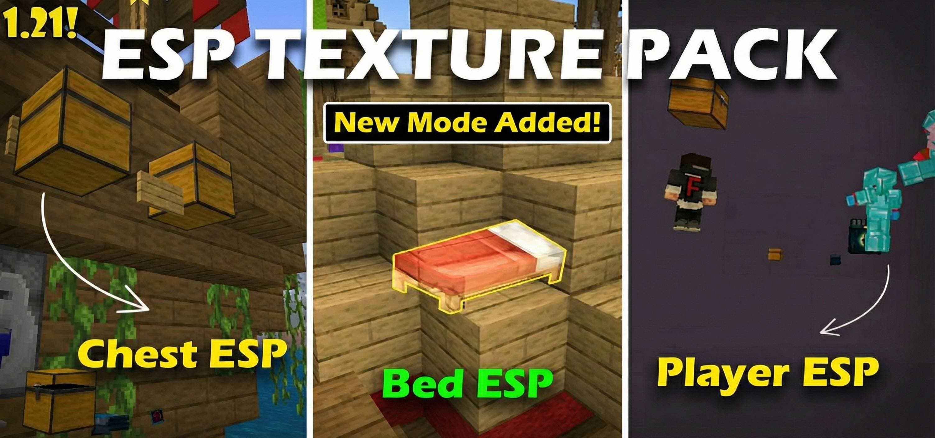 ESP Texture Pack | Chest esp, Mobs esp, Player esp, Beds esp, etc